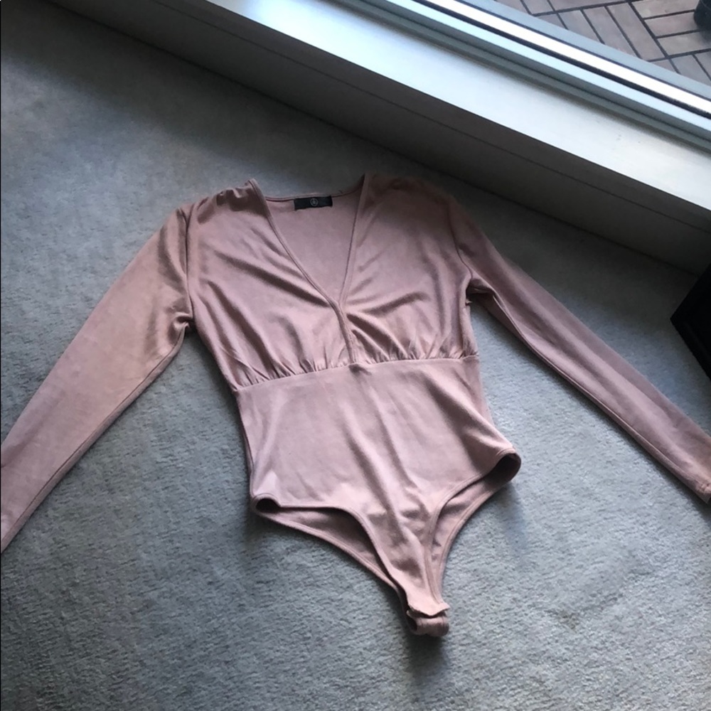 Suede light pink bodysuit